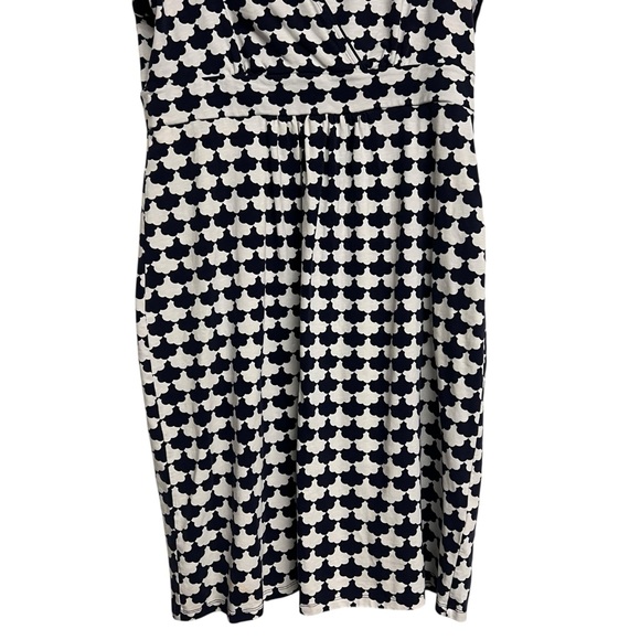 Boden Printed White Navy Jersey Short Sleeve Dress‎ - Picture 3 of 6